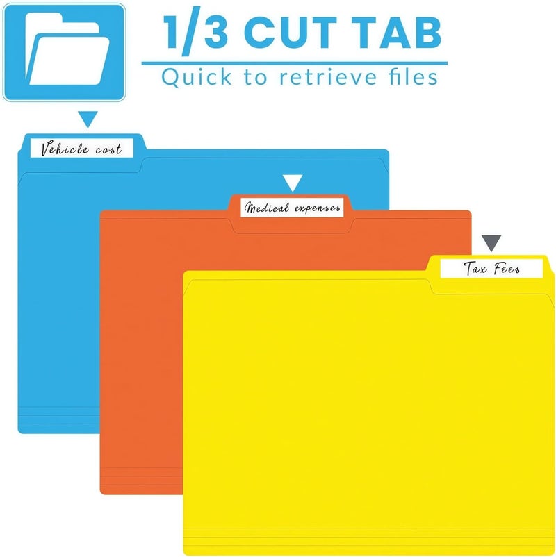 ARTFLY 120 Pack Colored File Folders, 1/3 Cut Tab Letter Size 8.5" x 11" Manila Folders, Assorted 6 Colors for School, Office Supplies, Filing Folders & Document Organization - Image 4
